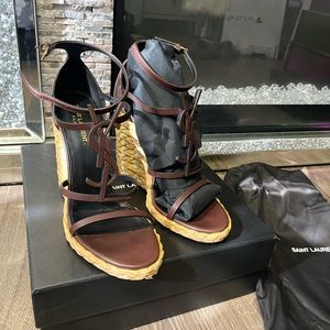 saint laurent heels brown